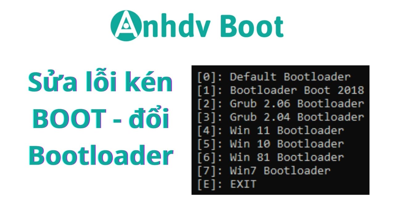Sửa lỗi kén BOOT, thay đổi Bootloader dùng Linux, Antivirus và Dos Tools với Anhdv Boot