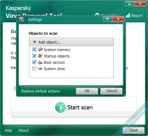 Quét virus trên winpe với Kaspersky Virus Removal Tool 5