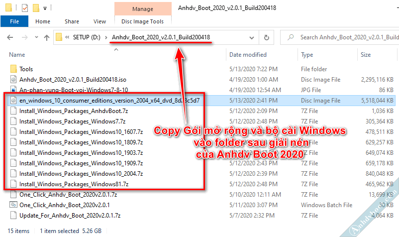 Tích hợp bộ cài Windows vào usb hdd Anhdv Boot - Gói mở rộng Windows