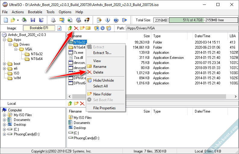 Tuỳ chỉnh Anhdv Boot - gói Drivers - xoá
