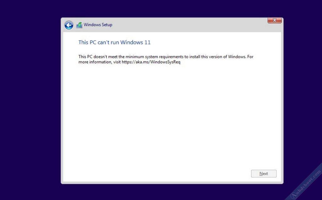 Lỗi Can't Run Windows 11 trên máy cũ