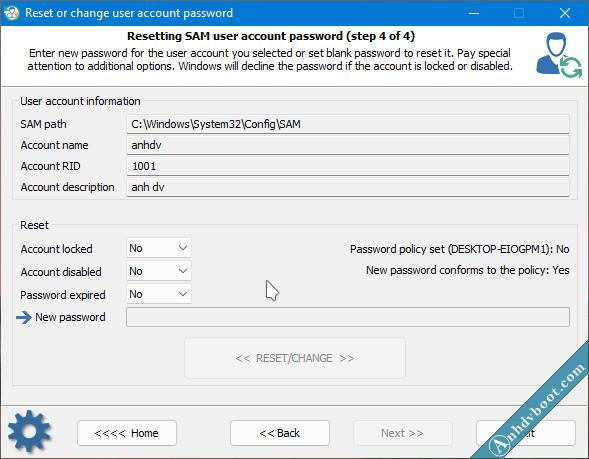 reset password windows với tài khoản Microsoft hoàn tất