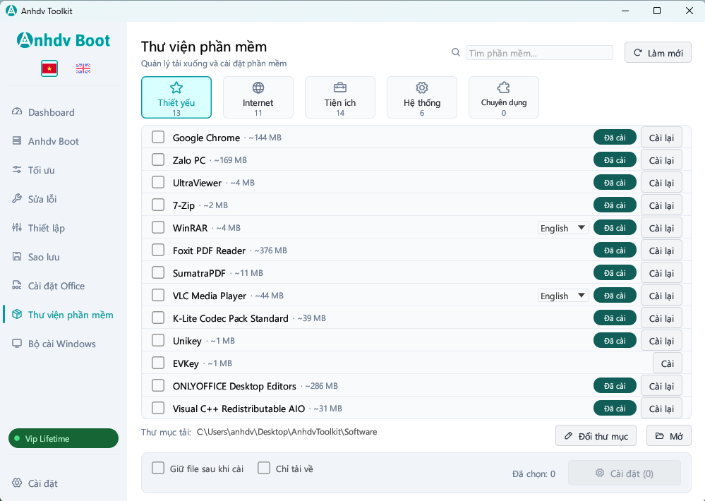 Cài phần mềm thông dụng một lần bấm với Anhdv Toolkit