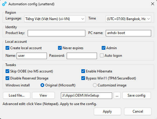 Winsetup anhdv boot premium automation config en