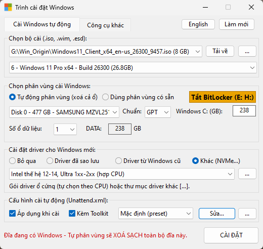 WinSetup Anhdv Boot Premium tu dong phan vung data